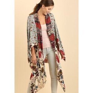 Umgee Vanilla Blossom Cardigan Womens S/M Blue Boho Eclectic Gypsy Ethnic Tribal